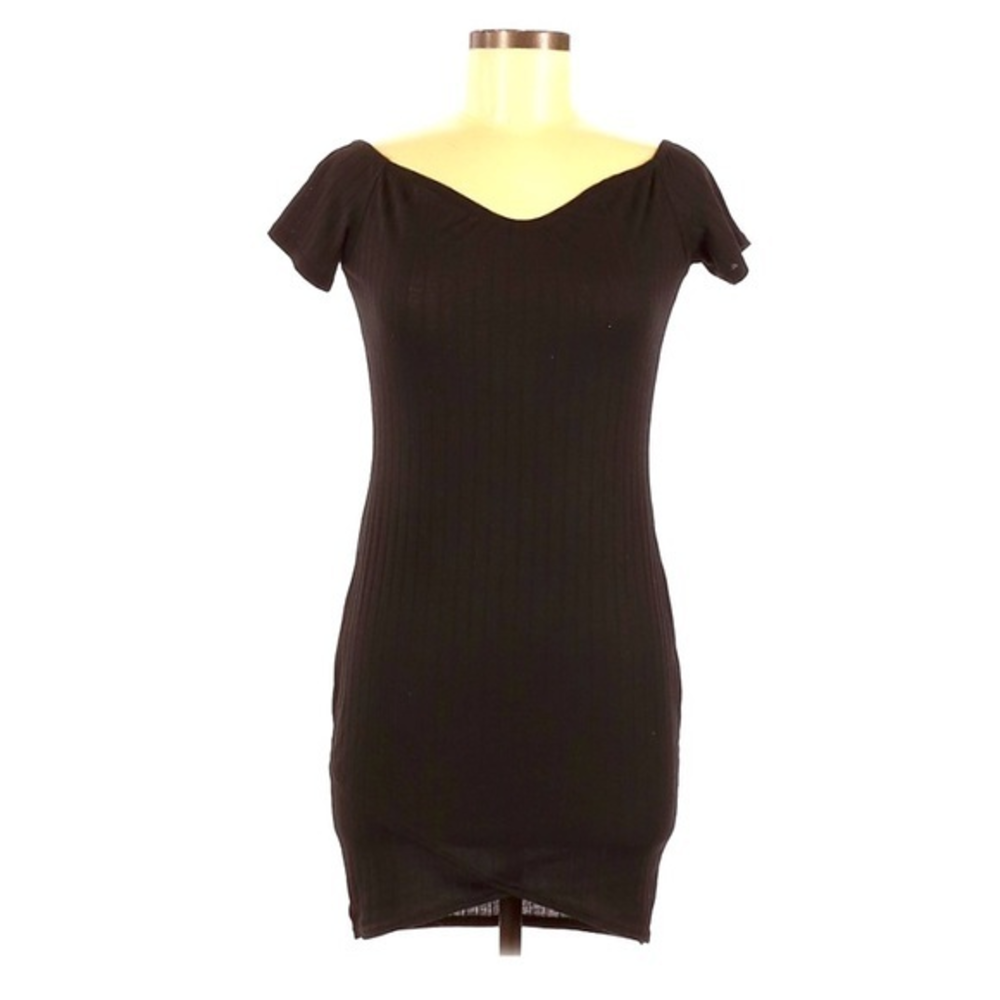 Nasty Gal 6 black off‎ the shoulder short sleeve body-con stretch dress